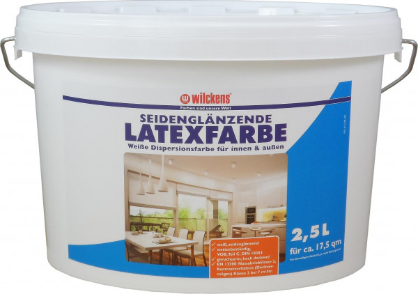 Wilckens Latexfarbe LF, seidenglänzend, weiss 2,5 l