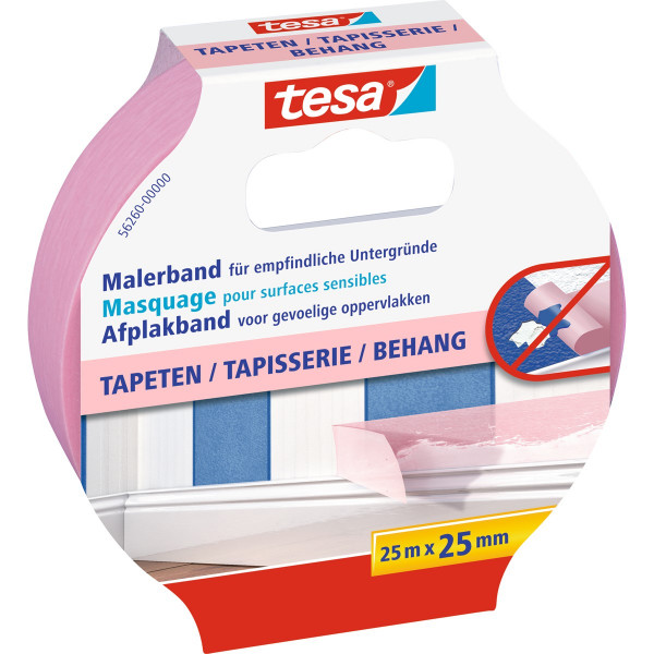 tesa Maler-Krepp Precision Sensitive 25m x 25mm rosa