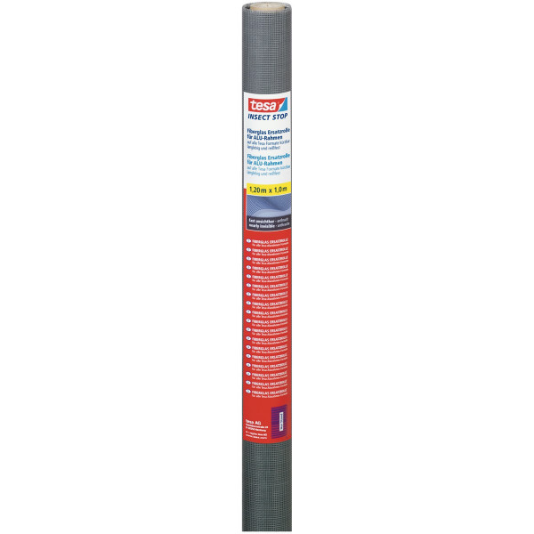 tesa Insect Stop Fliegengitter Fiberglas-Ersatzrolle anthrazit, 1,00 m x 1,20 m