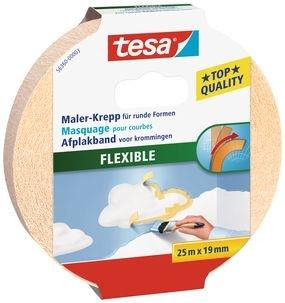 tesa Maler-Krepp Malerband für runde Formen 25m x 19mm Flexible