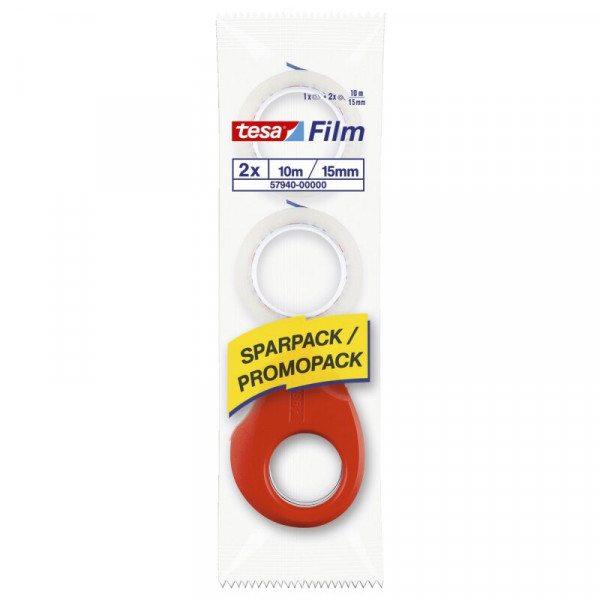 tesa Film tesafilm Mini Abroller inkl. 2 Rollen, kristall-klar 10m x 15mm