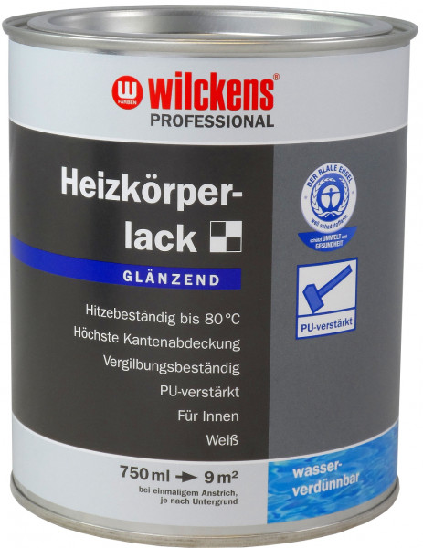 Wilckens Professional Heizkörperlack glänzend, Weiß 750 ml