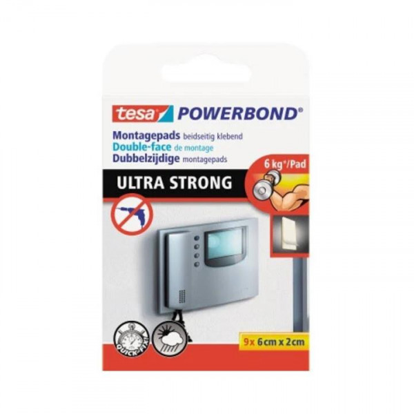 tesa Powerbond Montagepads Ultra Strong beidseitig klebend 9 Stck. 6cm x 2cm
