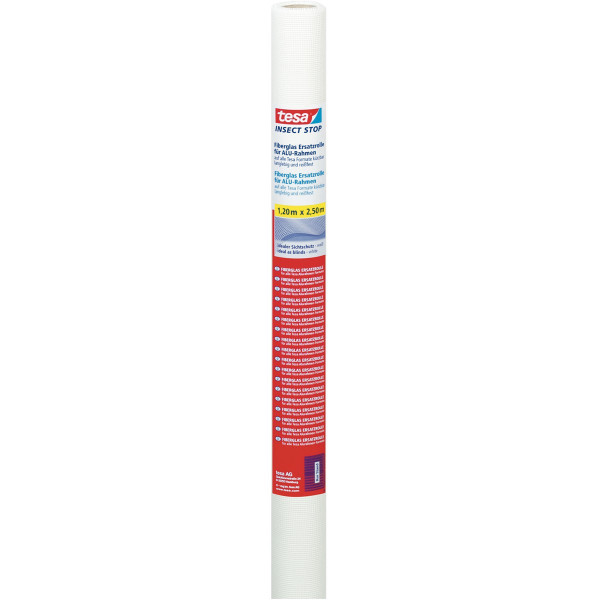 tesa Insect Stop Fliegengitter Fiberglas-Ersatzrolle weiß, 1,20 m x 2,50 m