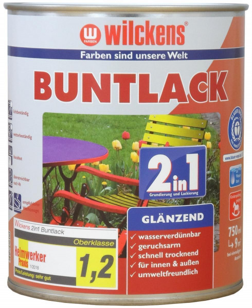 Wilckens Buntlack 2in1 glänzend, RAL 9001, Cremeweiß 0,375 l