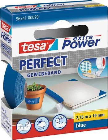 tesa extra Power Perfect Gewebeband 2,75m x 19mm blau