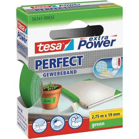 tesa extra Power Perfect Gewebeband 2,75m x 19mm grün