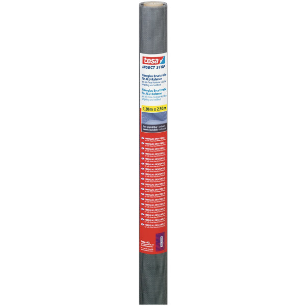 tesa Insect Stop Fliegengitter Fiberglas-Ersatzrolle anthrazit, 1,20 m x 2,50 m