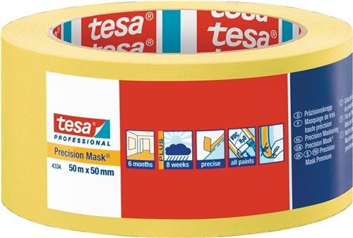 tesa Professional Präzisionskrepp Standard 50m x 50 mm gelb