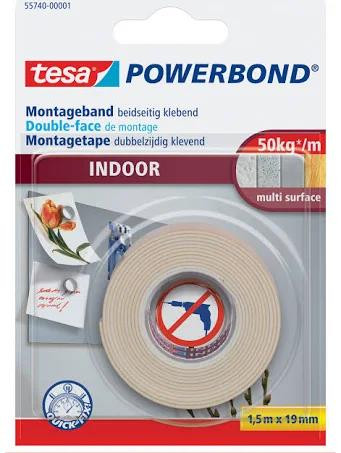 tesa Powerbond Montageband Indoor beidseitig klebend 1,5m x 19mm