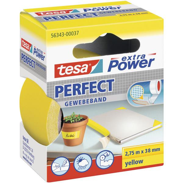 tesa extra Power Perfect Gewebeband 2,75m x 38mm gelb