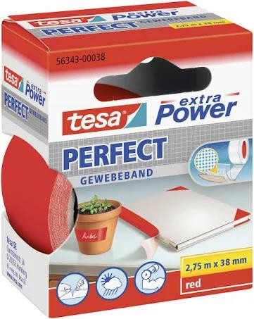 tesa extra Power Perfect Gewebeband 2,75m x 38mm rot