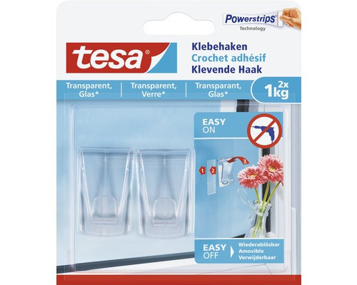 tesa Powerstrips Klebehaken max. 1kg 2 Stck. transparent
