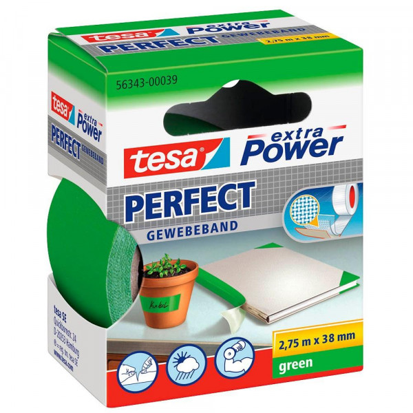 tesa extra Power Perfect Gewebeband 2,75m x 38mm grün