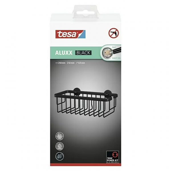 tesa Duschkorb ALUXX 250mm x 92mm x 125mm schwarz matt