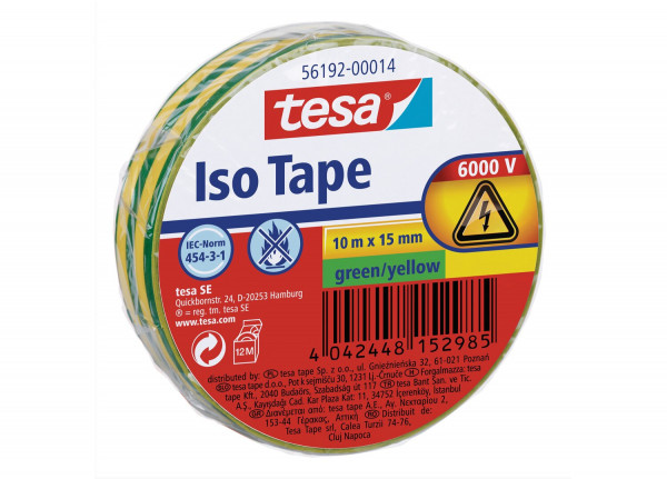 tesa Iso Tape Isolierband 10m x 15mm grün/gelb
