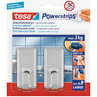 tesa Powerstrips Selbstklebehaken in chrom eckig large in Kunststoff max. 2 kg