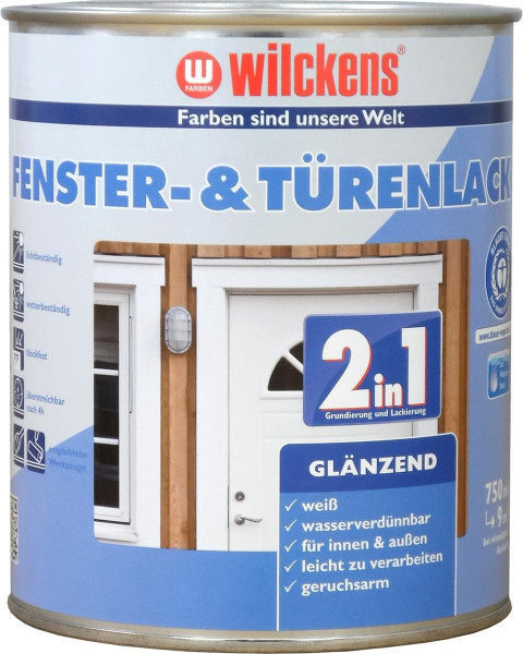 Wilckens Fenster- & Türenlack 2in1, Weiß, glänzend 0,75 l