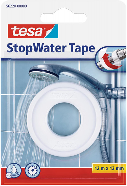 tesa StopWater Tape in weiß, 12 m x 12 mm