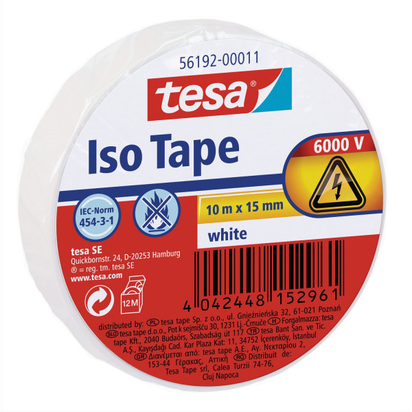 tesa Iso Tape Isolierband 10m x 15mm weiß