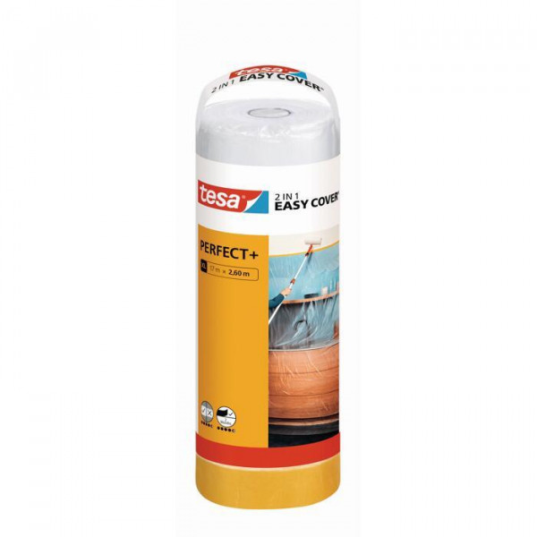 tesa Easy Cover Perfect+ XL 17m x 2,60m Abdeckfolie inkl. Malerband